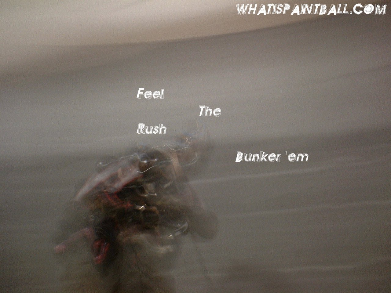 A motion-blurred player with the words Feel the rush, Bunker 'em